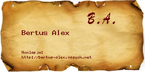 Bertus Alex névjegykártya